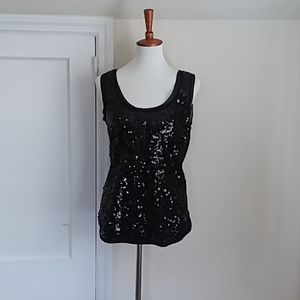 Ann Taylor Loft black sequence tank top